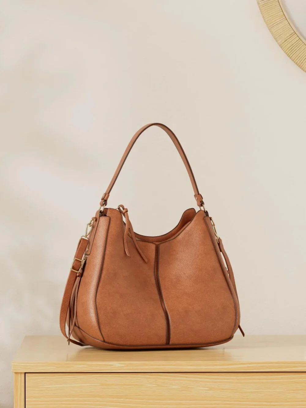 Faux Leather Hobo Crossbody Bag Large Retro Bucket